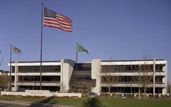 city hall exterior w/flags